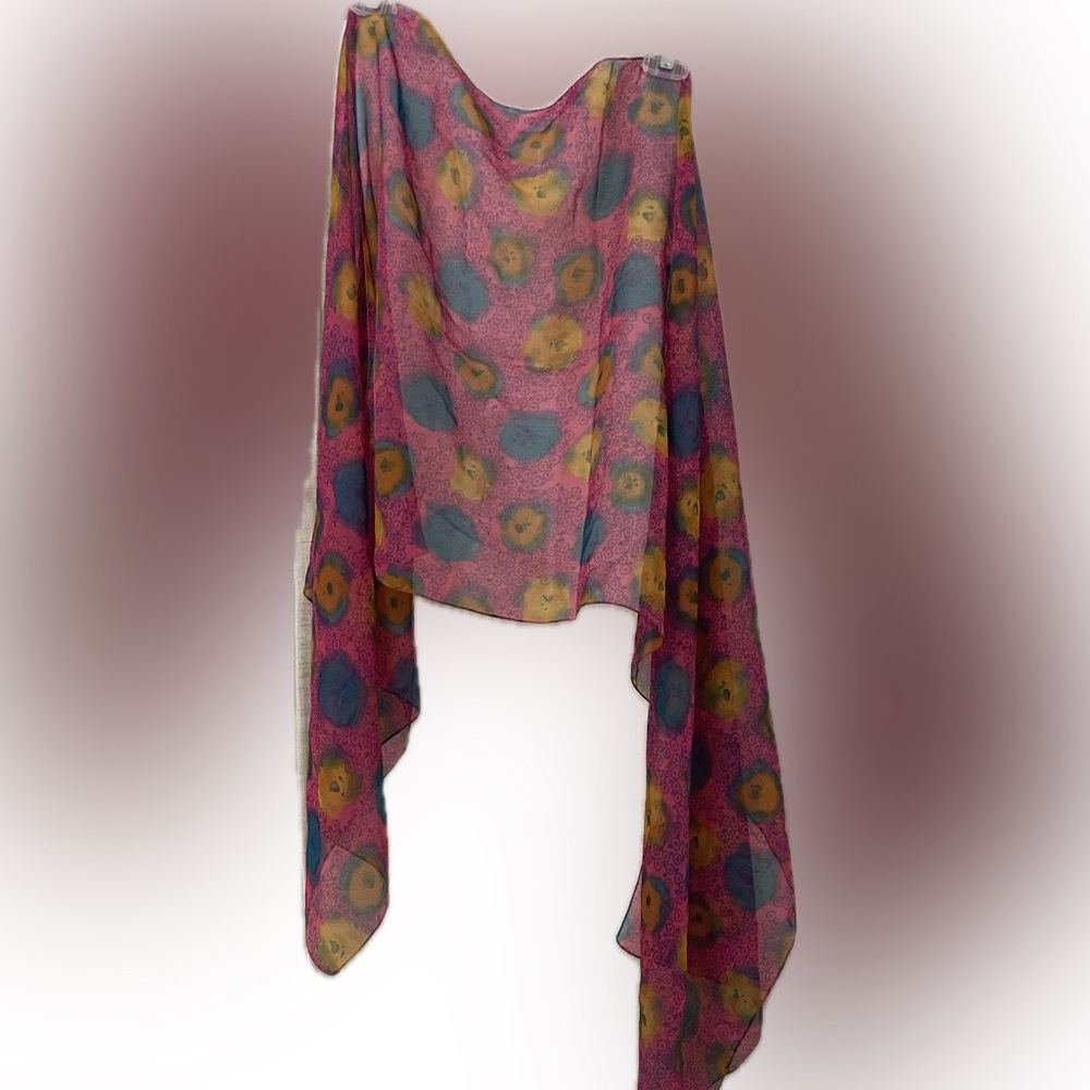 Scarf Vintage Beautiful Pink, Blue, gold